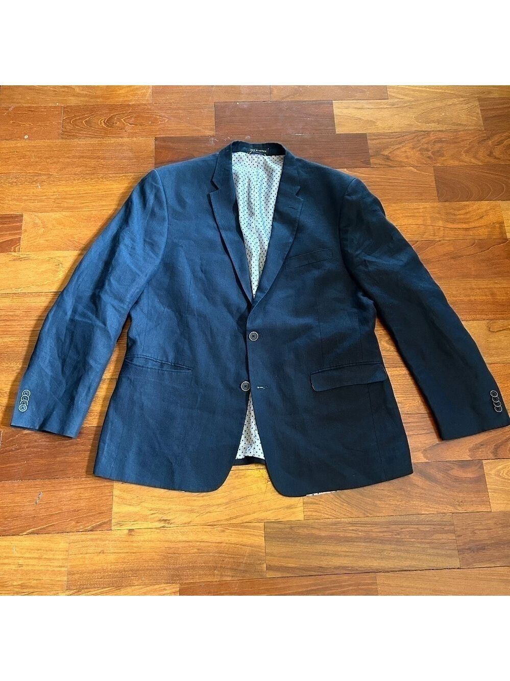 Tommy Hilfiger Mens Suit Jacket 42” Blue Linen Lined Pockets - Length 31”